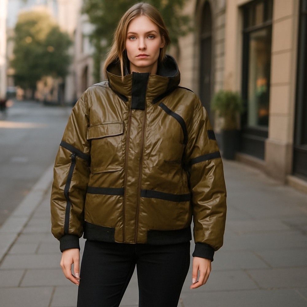 NWOT Free People Movement Vagabond Fleece Olive Green  Oversized Bomber Jacket - Picture 2 of 12